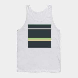 A splendid merger of Silver Foil, Charcoal, Slate Green, Laurel Green and Pale Gold stripes. Tank Top